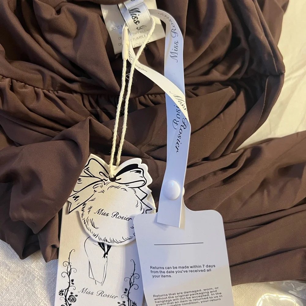 Miss Rosier size S Asymmetrical Brown Dress - Picture 3 of 6